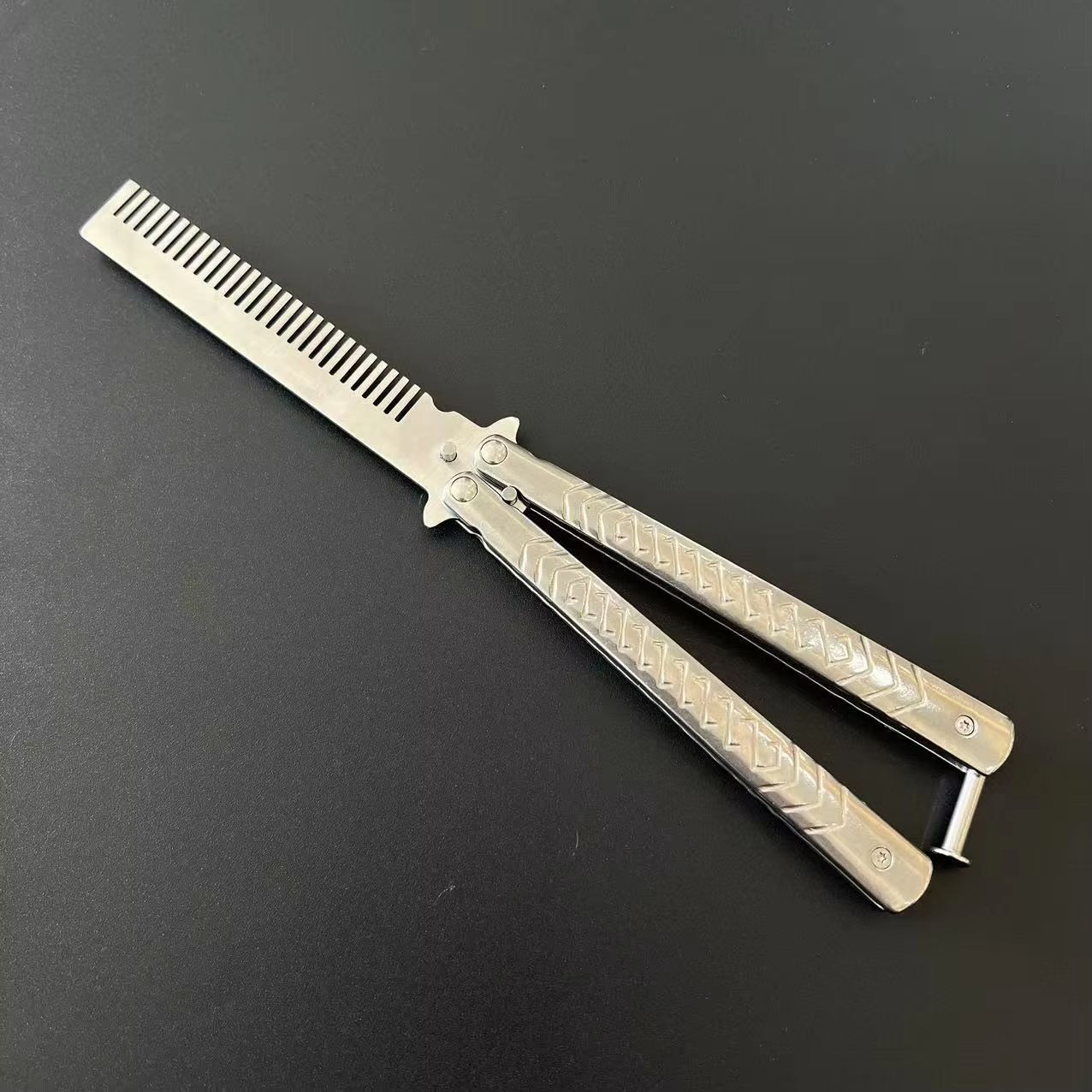 CSGOStyle Butterfly Comb  Foldable Stainless Steel Practice Toy Beginner Balisong Trainer 7