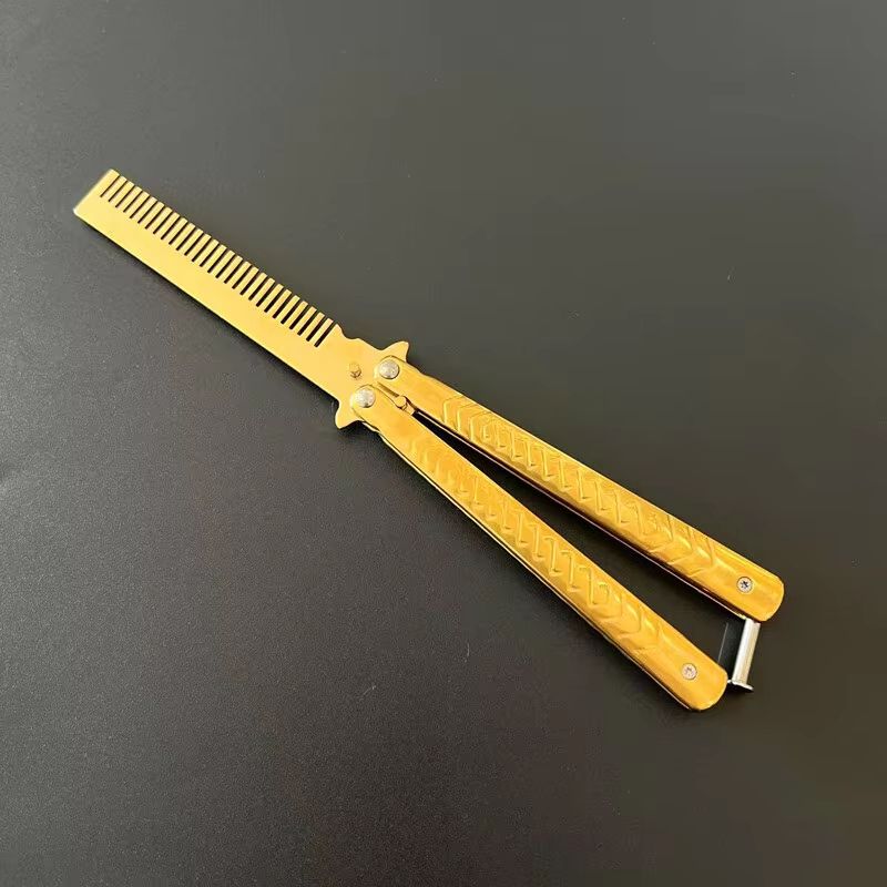 CSGOStyle Butterfly Comb  Foldable Stainless Steel Practice Toy Beginner Balisong Trainer 9