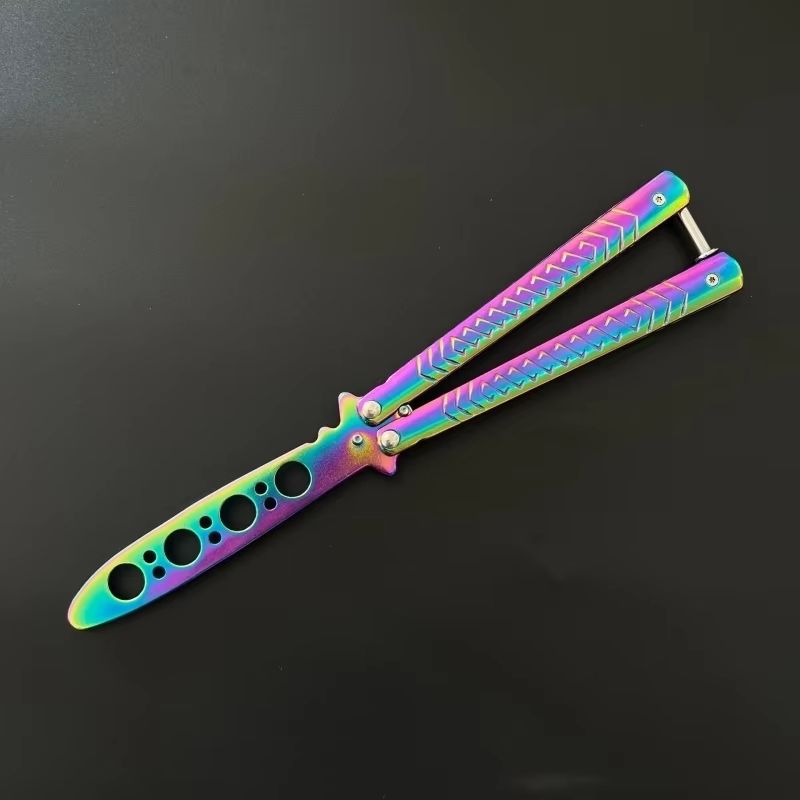CSGOStyle Butterfly Comb  Foldable Stainless Steel Practice Toy Beginner Balisong Trainer 12
