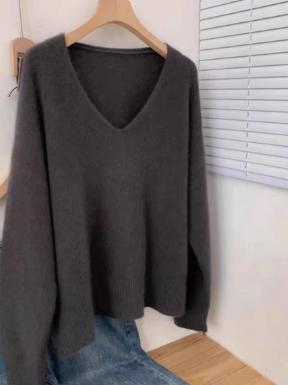 Yangqi Soft Waxy 100 Pure Cashmere VNeck Sweater  Loose Fit Knit For Autumn  Winter 2