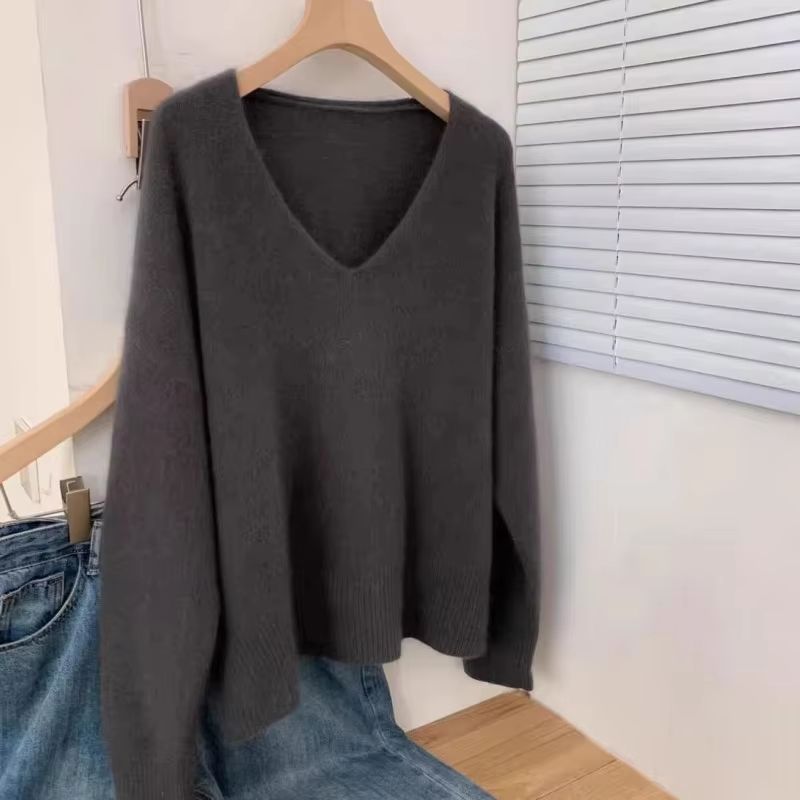 Yangqi Soft Waxy 100 Pure Cashmere VNeck Sweater  Loose Fit Knit For Autumn  Winter 7