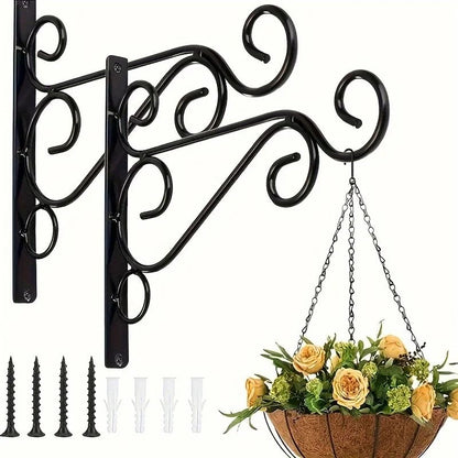 Outdoor Hanging Plant Stand 2 Pack Wall Mounted Iron Hooks For Flower Pots And Garden Decor 1