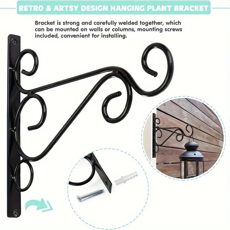 Outdoor Hanging Plant Stand 2 Pack Wall Mounted Iron Hooks For Flower Pots And Garden Decor 2