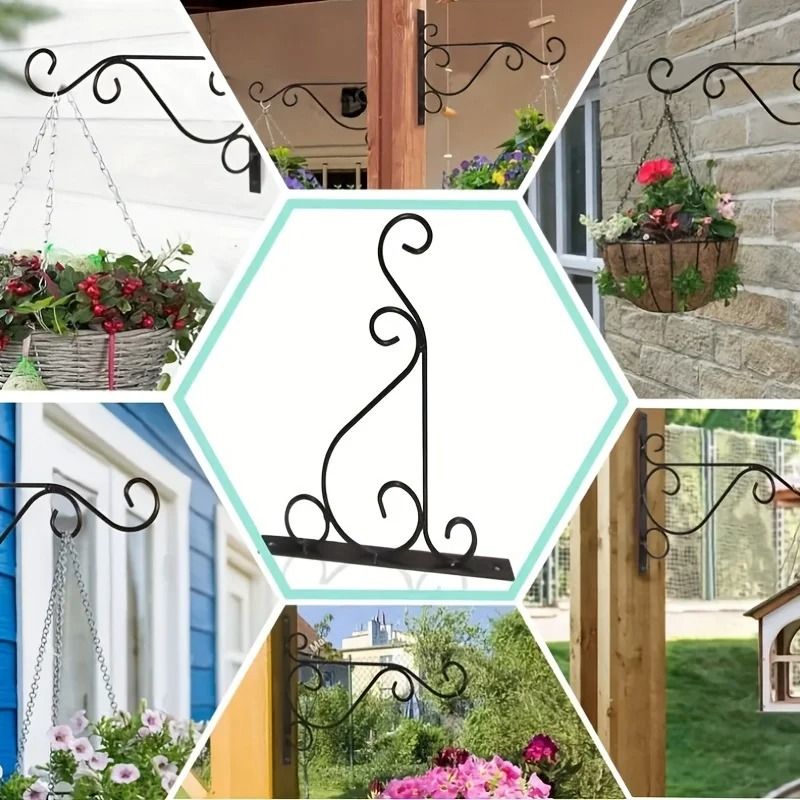 Outdoor Hanging Plant Stand 2 Pack Wall Mounted Iron Hooks For Flower Pots And Garden Decor 5
