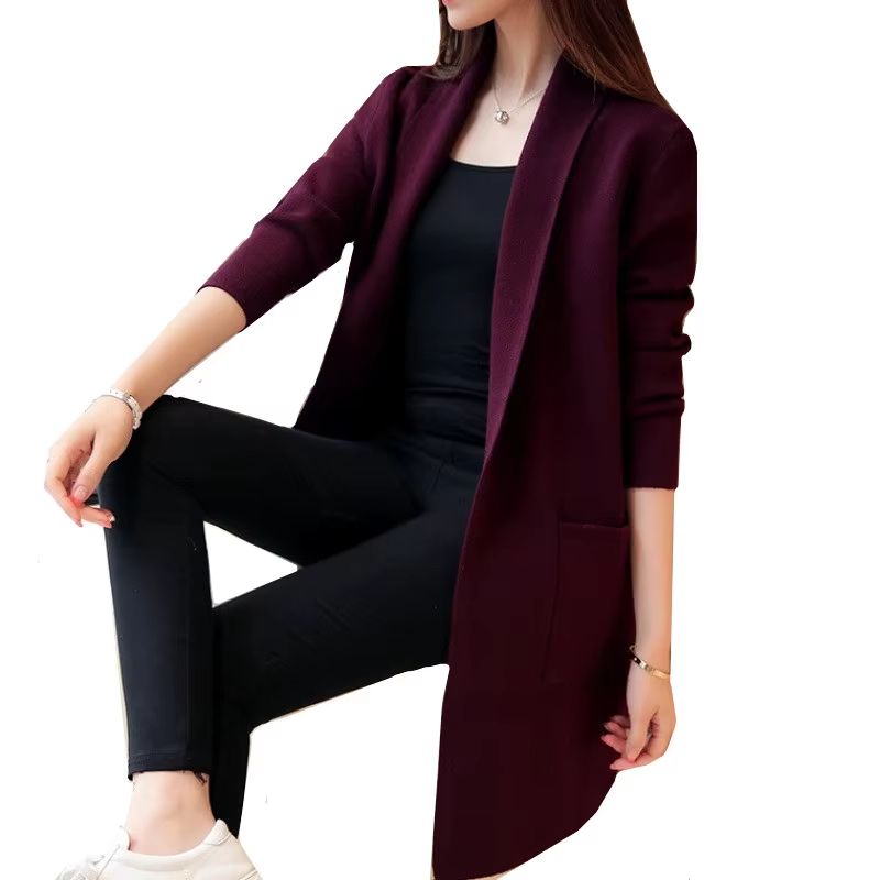 All-Match Long Pocket Cardigan Sweater – 2024 Autumn/Winter Knit for Women
