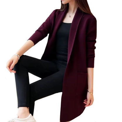 All-Match Long Pocket Cardigan Sweater – 2024 Autumn/Winter Knit for Women