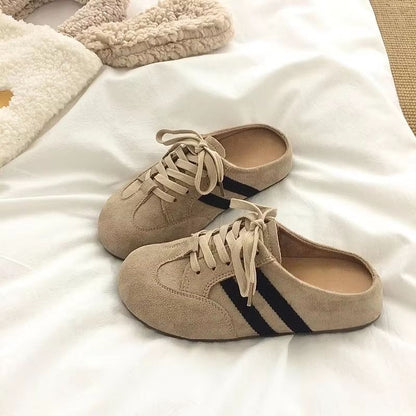 Elevated Wedge Suede Creeper Half-Slipper – Women's Thick-Bottom Baotou Sandal Sneaker Clog for Summer Outdoor