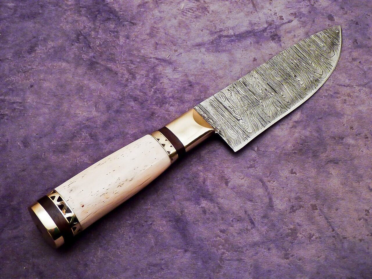 Superb Custom Handmade Damascus Chef Knife  Camel Bone Handle With Scrimshaw  11 Kitchen 1