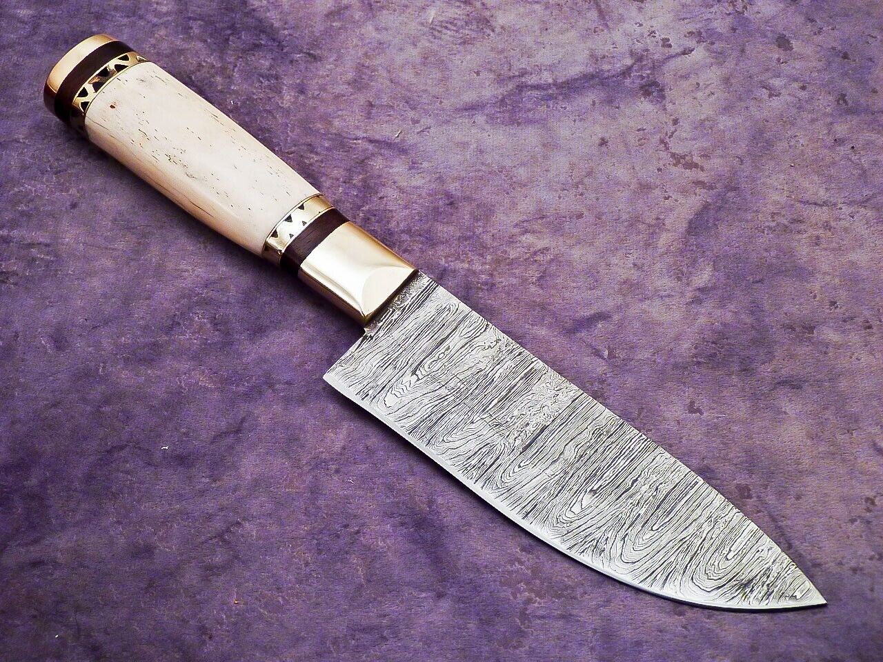 Superb Custom Handmade Damascus Chef Knife  Camel Bone Handle With Scrimshaw  11 Kitchen 2