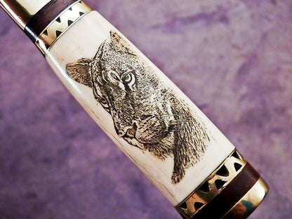 Superb Custom Handmade Damascus Chef Knife  Camel Bone Handle With Scrimshaw  11 Kitchen 4