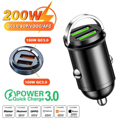 PD Mini Car Charger, Dual Port Fast Charging USB Type C Car Adapter