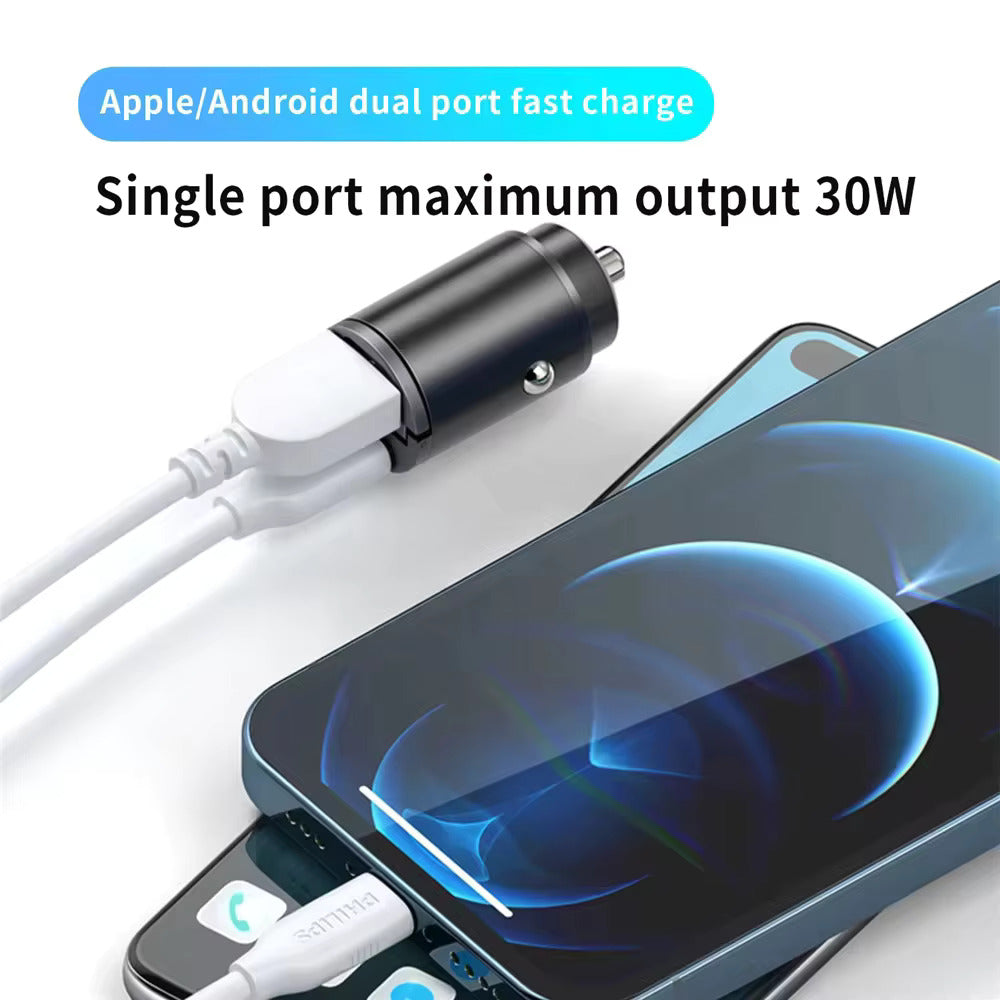 PD Mini Car Charger Dual Port Fast Charging USB Type C Car Adapter 1