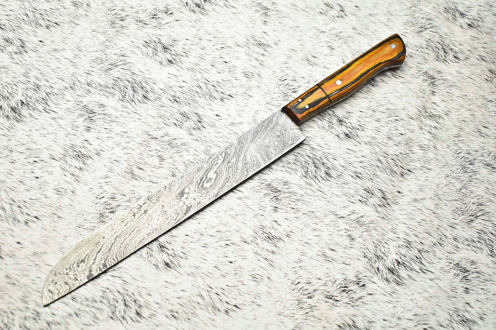 Handmade Damascus Steel Chef Knife | Full Tang Kitchen Knife | 384 Layer Forged Blade