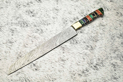 Custom Hand-Forged Damascus Chef Knife | Full Tang Kitchen Knife | 1095 & 15N20 Steel