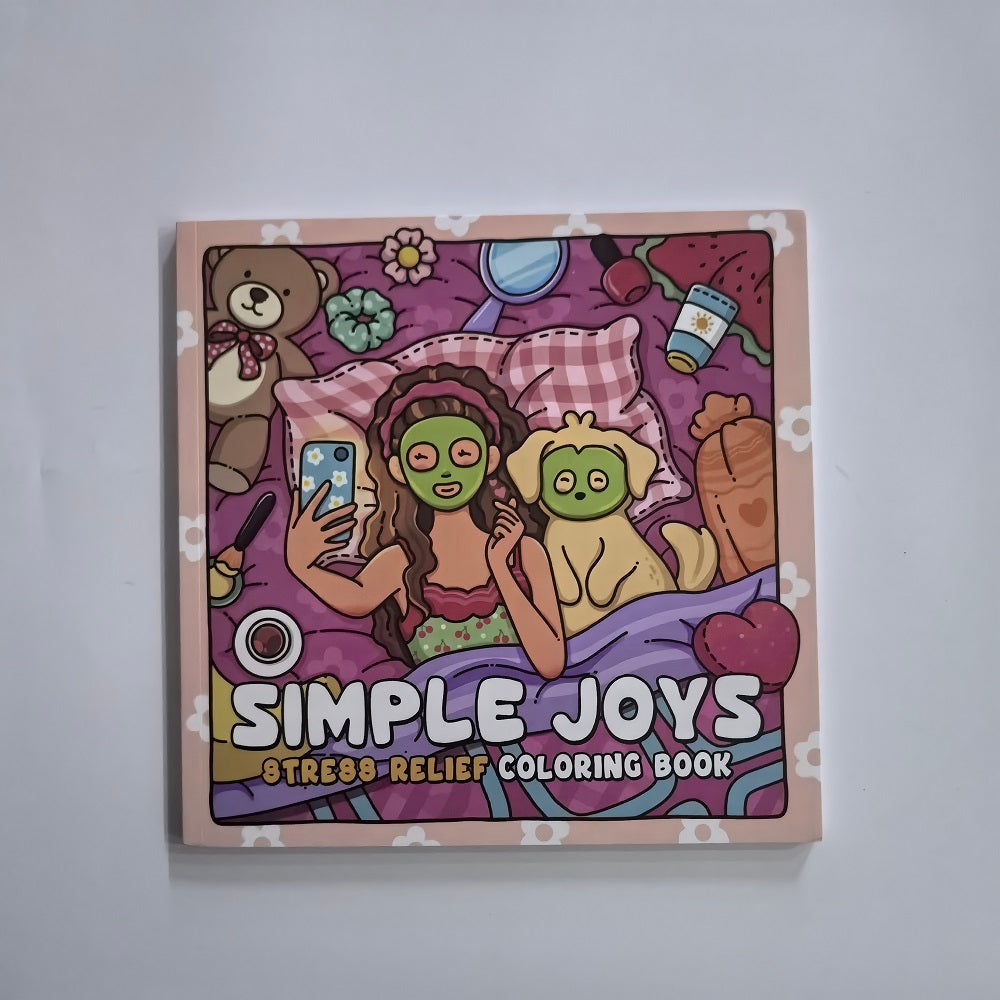 Simple Joys Coloring Book, Cute Girl and Her Pets, Stress Relief Drawing Book, Perfect Gift for Birthday, Christmas
