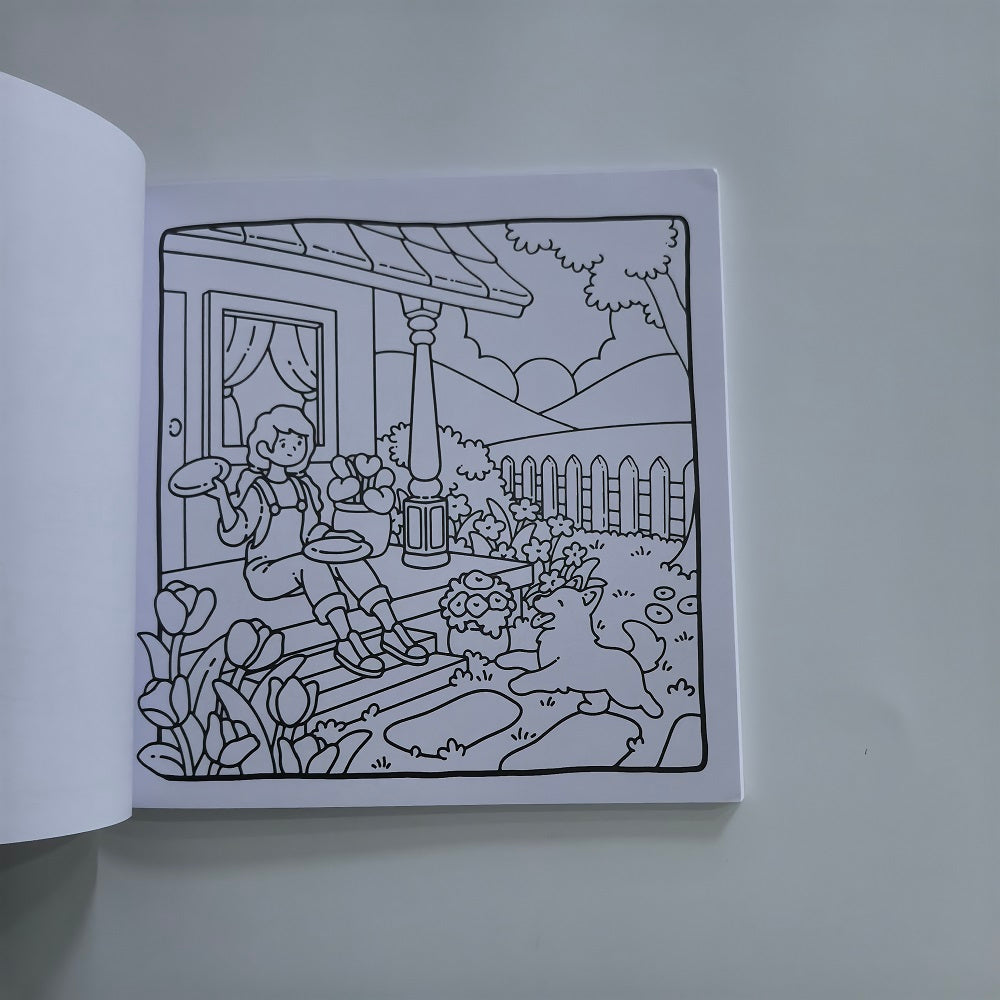 Simple Joys Coloring Book, Cute Girl and Her Pets, Stress Relief Drawing Book, Perfect Gift for Birthday, Christmas