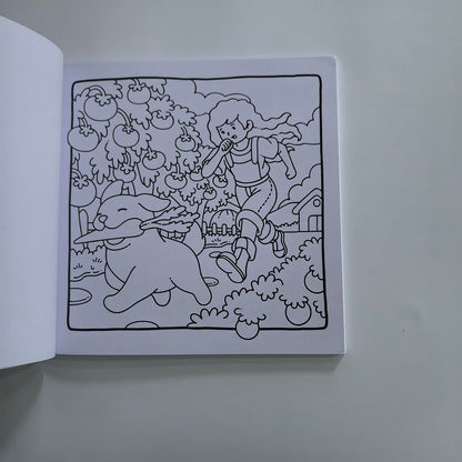Simple Joys Coloring Book, Cute Girl and Her Pets, Stress Relief Drawing Book, Perfect Gift for Birthday, Christmas