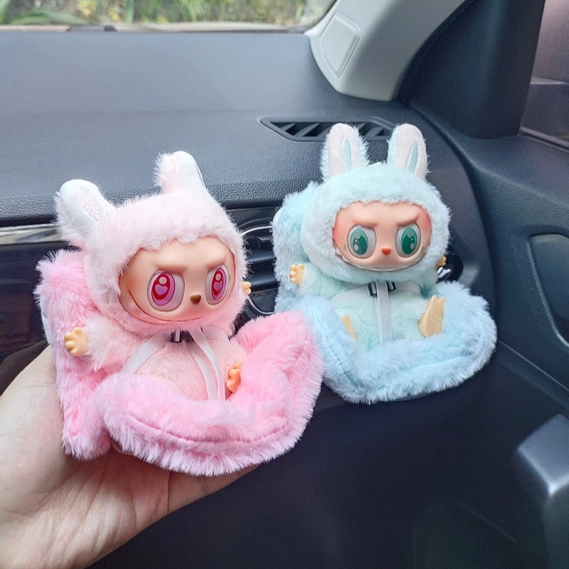 Labubu Doll Car Seat Cute Doll Safety Seat Car Air Vent Aromatherapy Decoration Interior Accessory 1