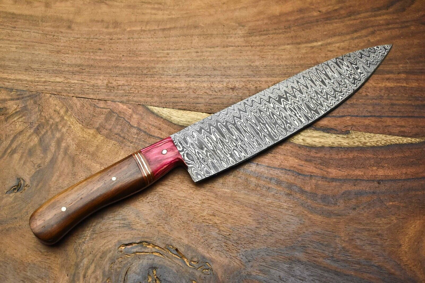 Custom Forged Damascus Chef Knife  Handcrafted Kitchen Blade 3