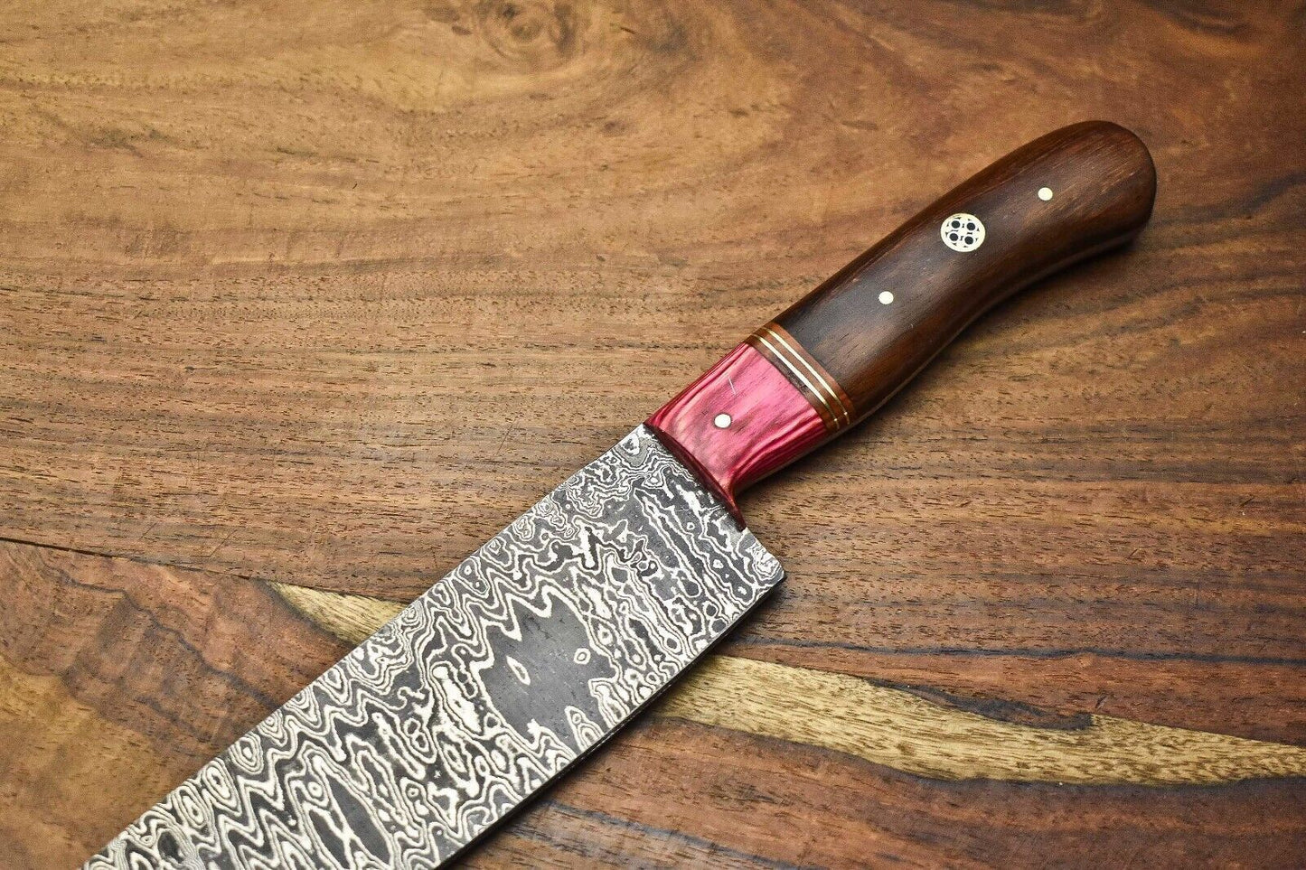 Custom Forged Damascus Chef Knife  Handcrafted Kitchen Blade 1