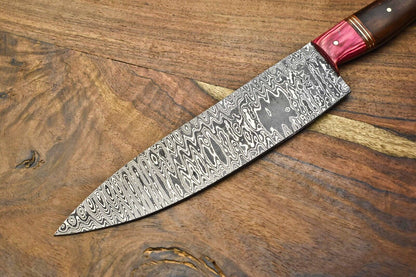 Custom Forged Damascus Chef Knife  Handcrafted Kitchen Blade 2