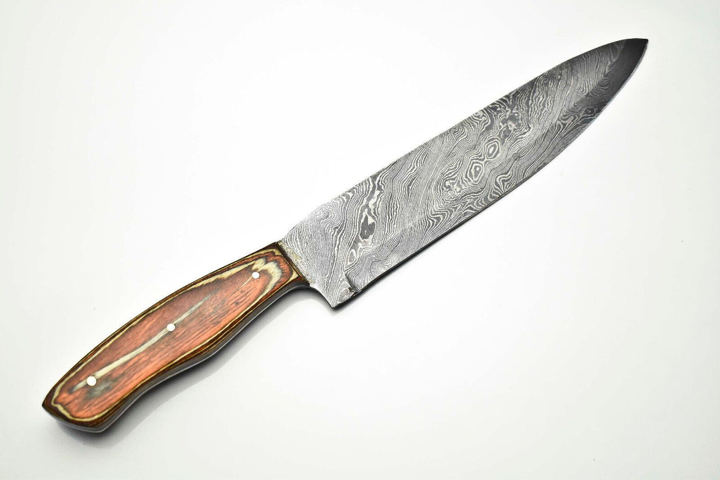 Custom Handmade Damascus Steel Chef Knife With Wood Handle 3