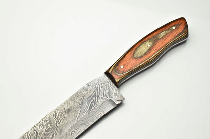 Custom Handmade Damascus Steel Chef Knife With Wood Handle 1