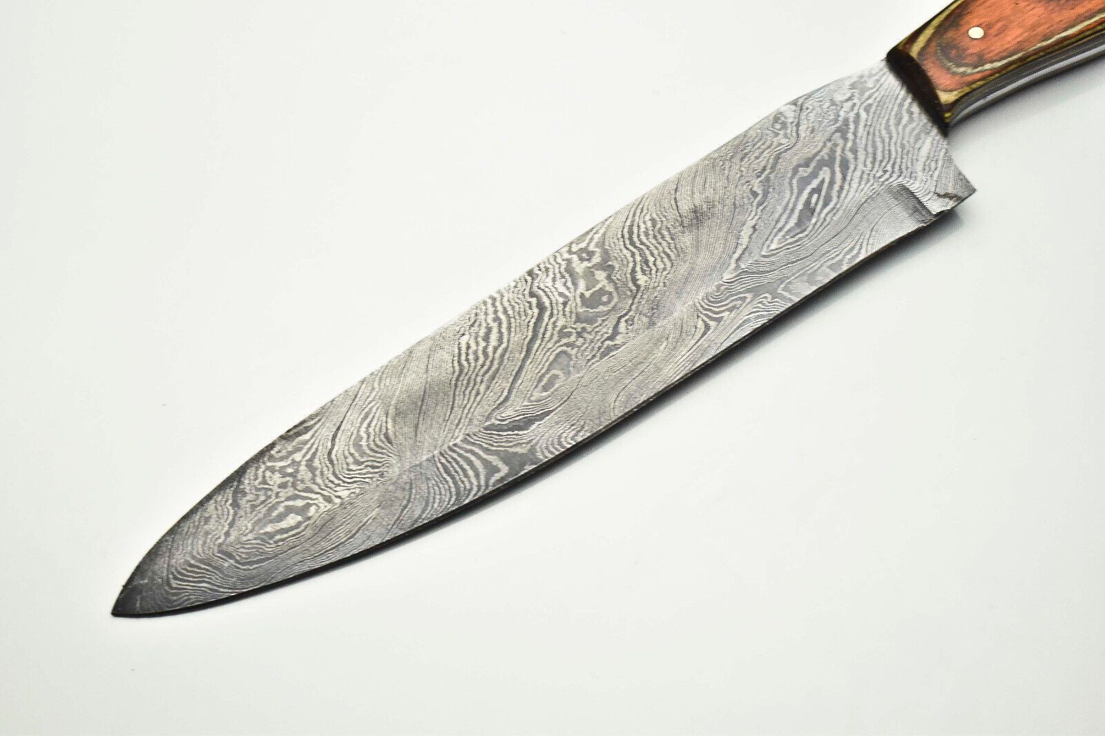 Custom Handmade Damascus Steel Chef Knife With Wood Handle 2