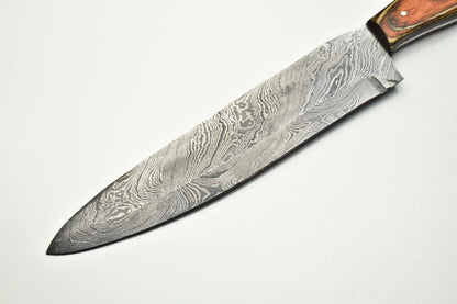 Custom Handmade Damascus Steel Chef Knife With Wood Handle 2