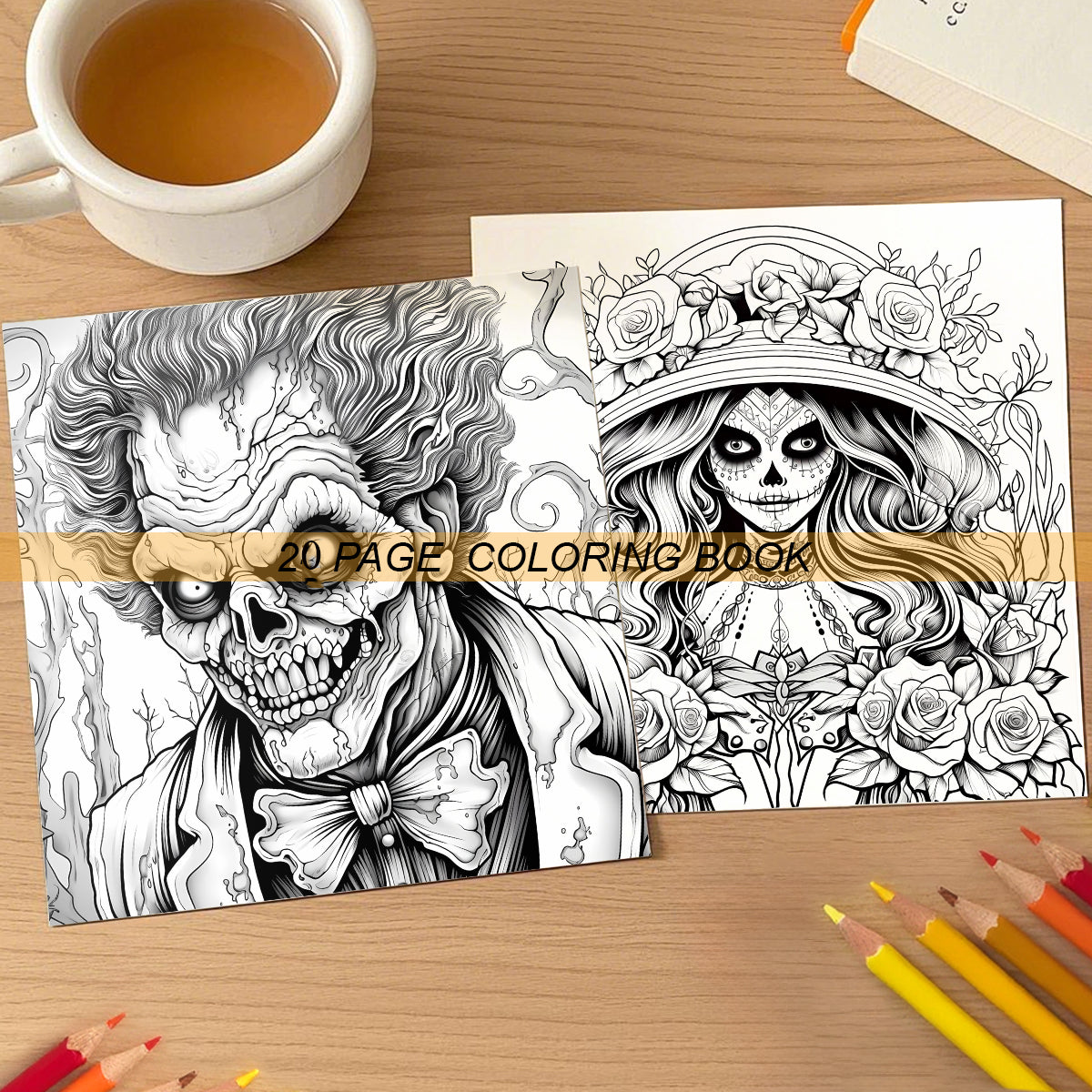 Skeleton Beauty Coloring Book for Adults, Stress Relieving Art Therapy, Creative Gift for Teens and Kids
