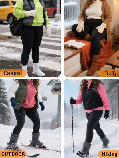 Plus Size Fleece Lined Leggings, Super Soft Thermal Warm Pants for Women, Cold Winter Running, Workout, and Yoga