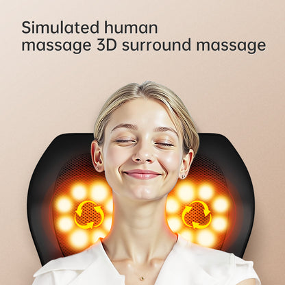 3D Kneading Massage Pillow, Neck Massager with Heat, Shoulder and Back Relief Cushion, Portable Stress Relax Device