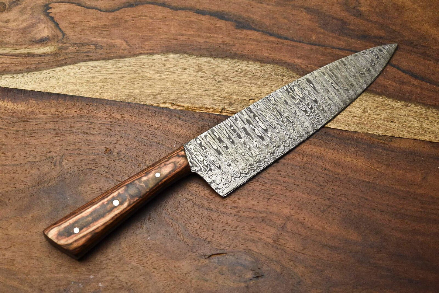 Handmade Damascus Steel Cooking Knife with Razor Sharp Edge