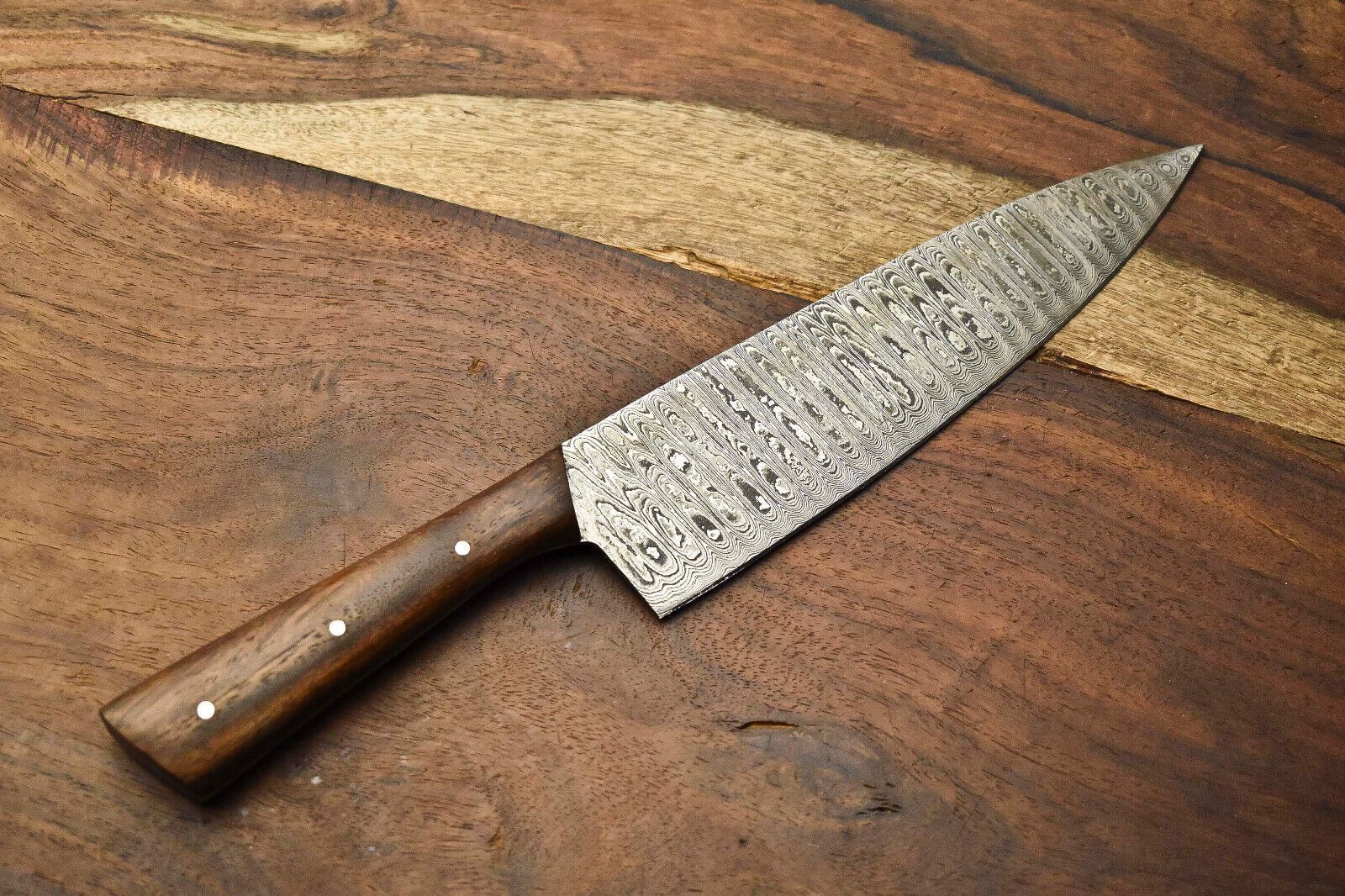Authentic Hand Forged Damascus Steel Chef Knife With Hardwood Handle 3