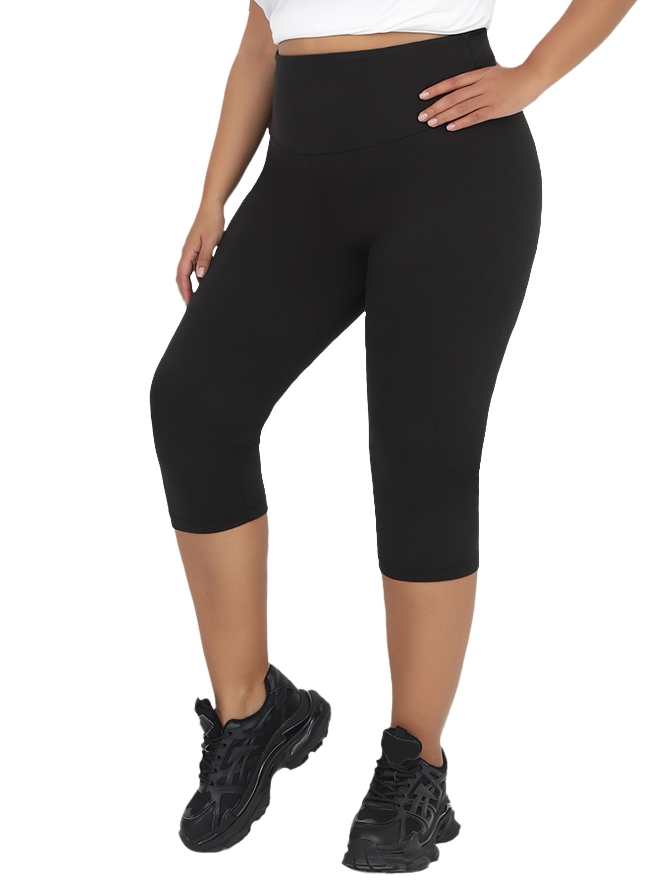 Super Soft Plus Size Leggings for Women, High Waisted Tummy Control, Yoga Capri Pants for Workout Running
