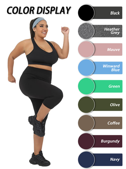Super Soft Plus Size Leggings for Women, High Waisted Tummy Control, Yoga Capri Pants for Workout Running