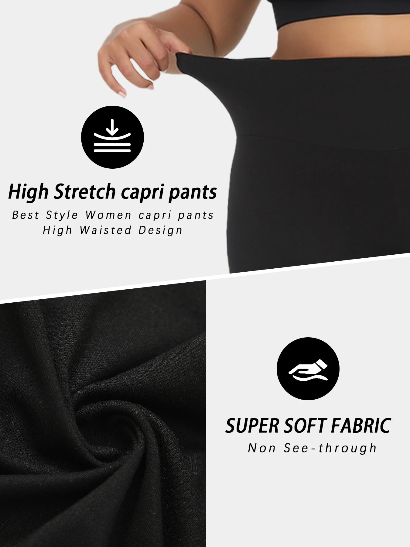Super Soft Plus Size Leggings for Women, High Waisted Tummy Control, Yoga Capri Pants for Workout Running