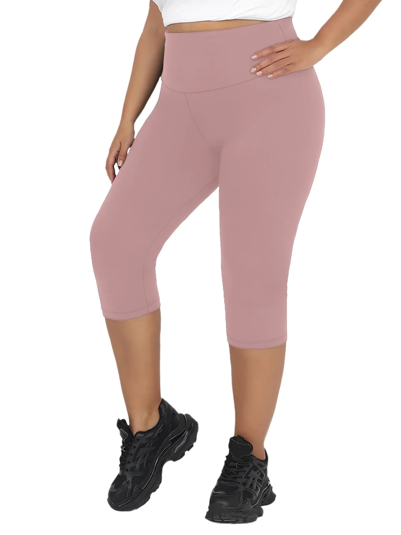 Super Soft Plus Size Leggings for Women, High Waisted Tummy Control, Yoga Capri Pants for Workout Running