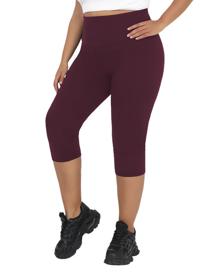 Super Soft Plus Size Leggings for Women, High Waisted Tummy Control, Yoga Capri Pants for Workout Running