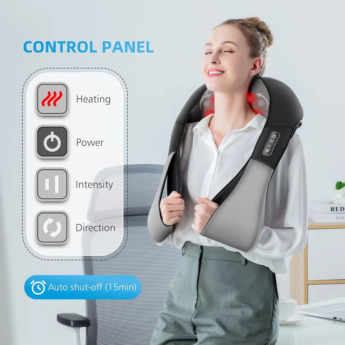 U Shape Deep Kneading Electric Massage Pillow Heated Neck And Shoulder Massager Back And Body Relax 1