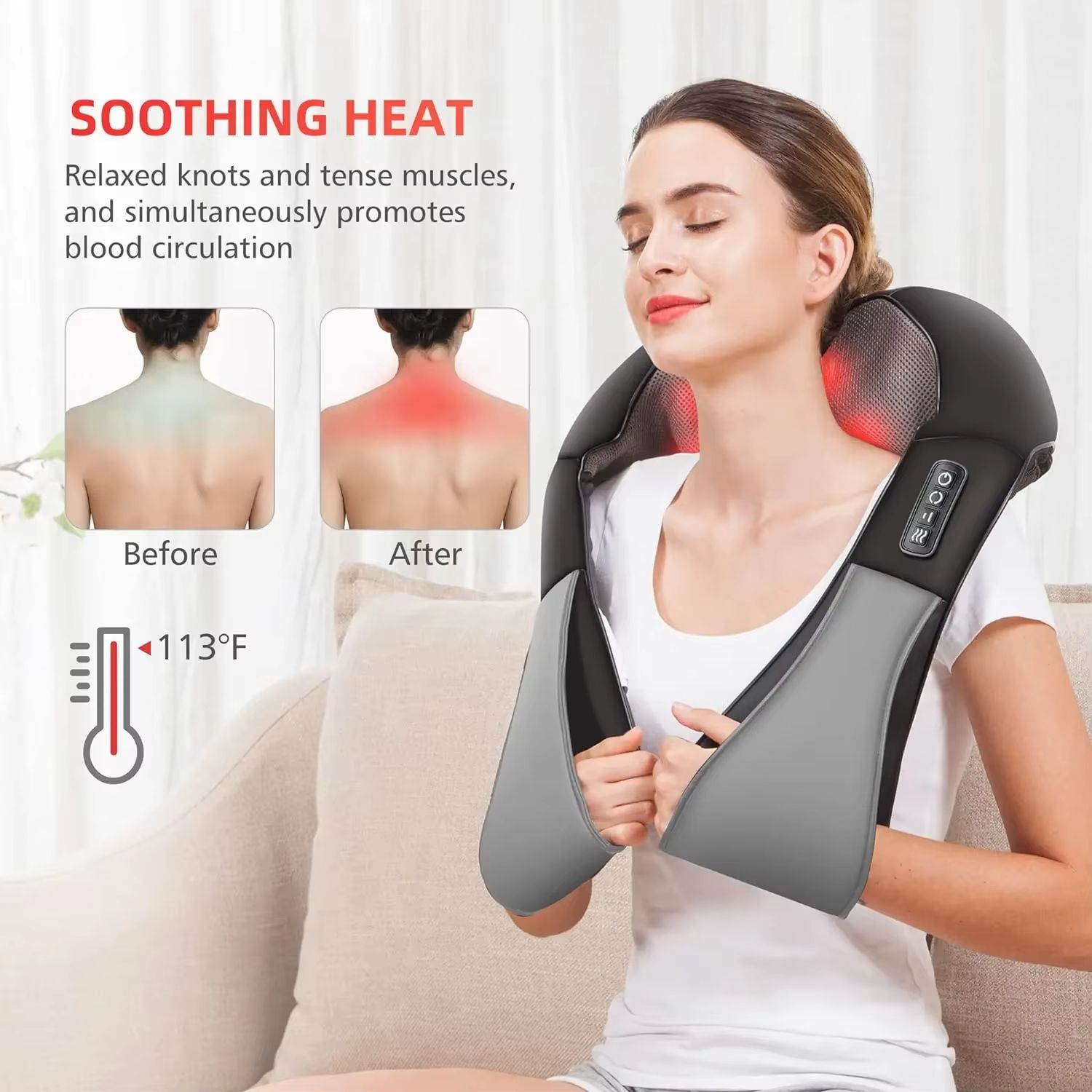 U Shape Deep Kneading Electric Massage Pillow Heated Neck And Shoulder Massager Back And Body Relax 4