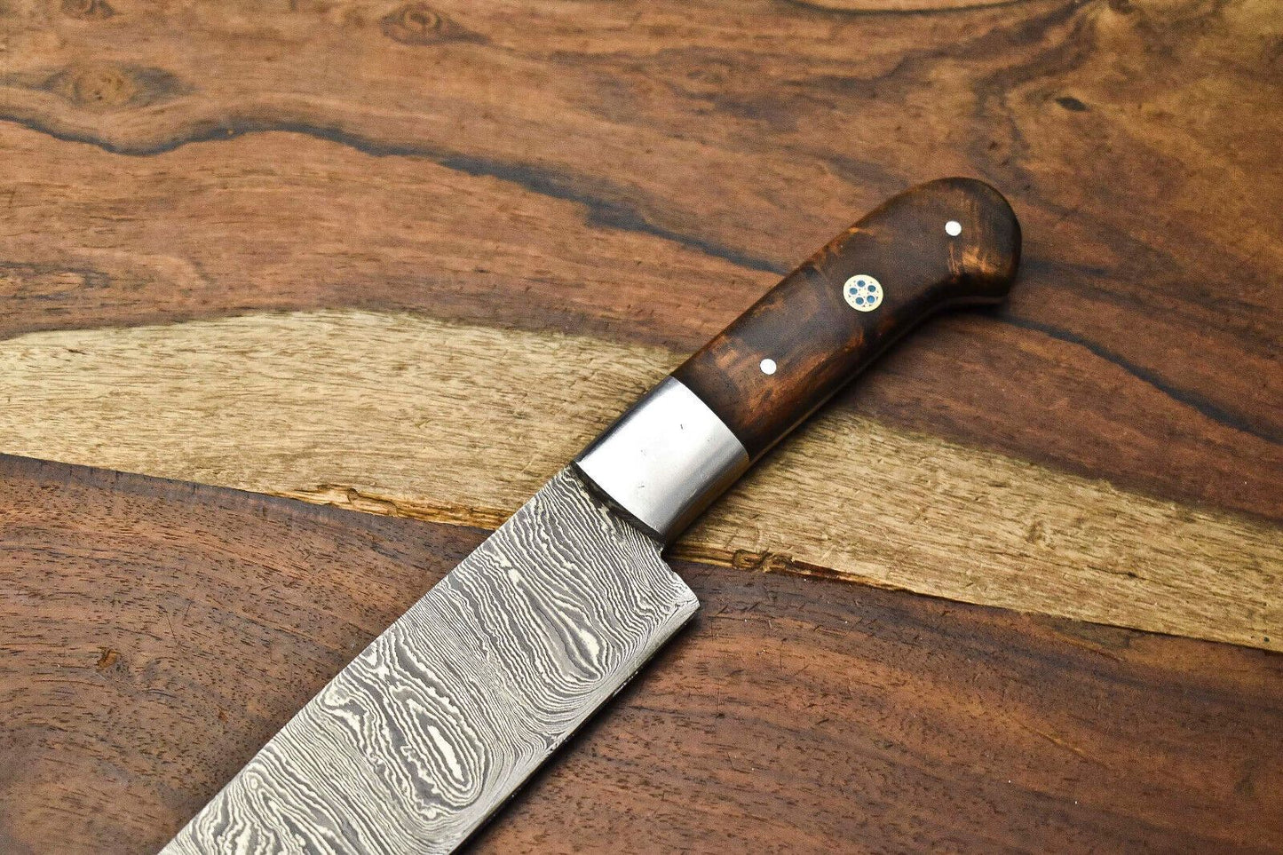 Full Tang Damascus Steel Chef Knife  Handmade With Premium Hardwood Handle 1