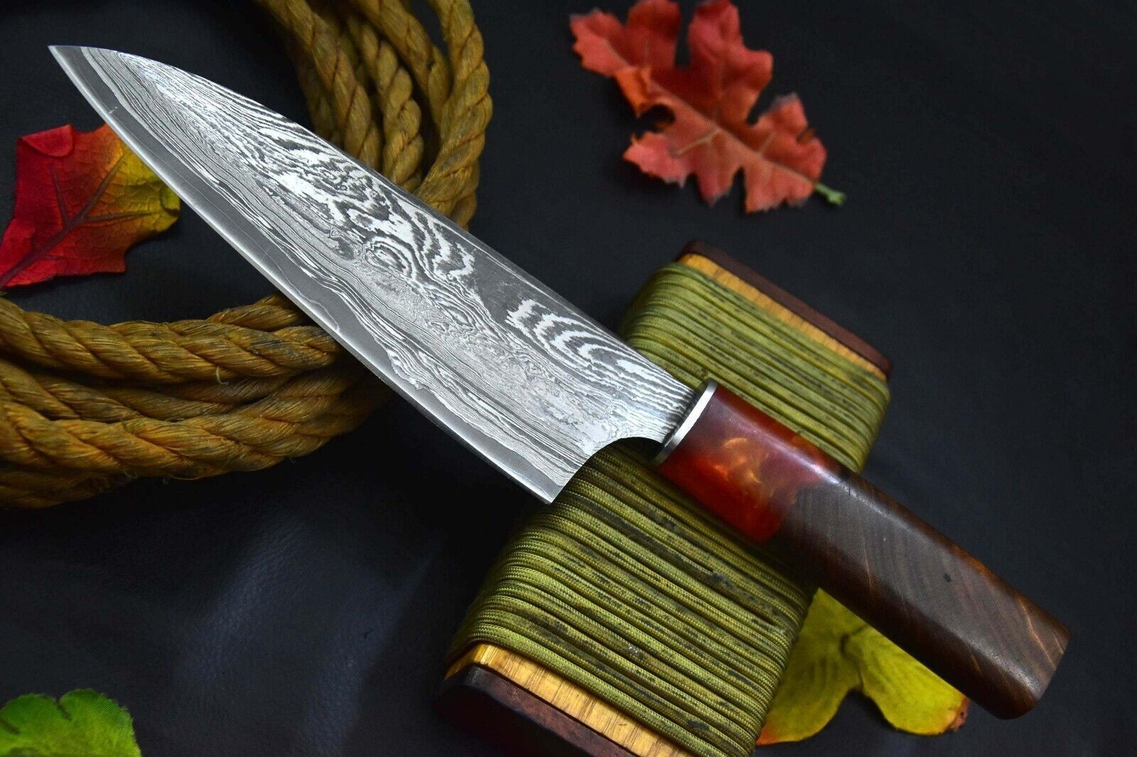 Elegant Handmade Damascus Steel Chef Knife  Durable Professional Blade 1