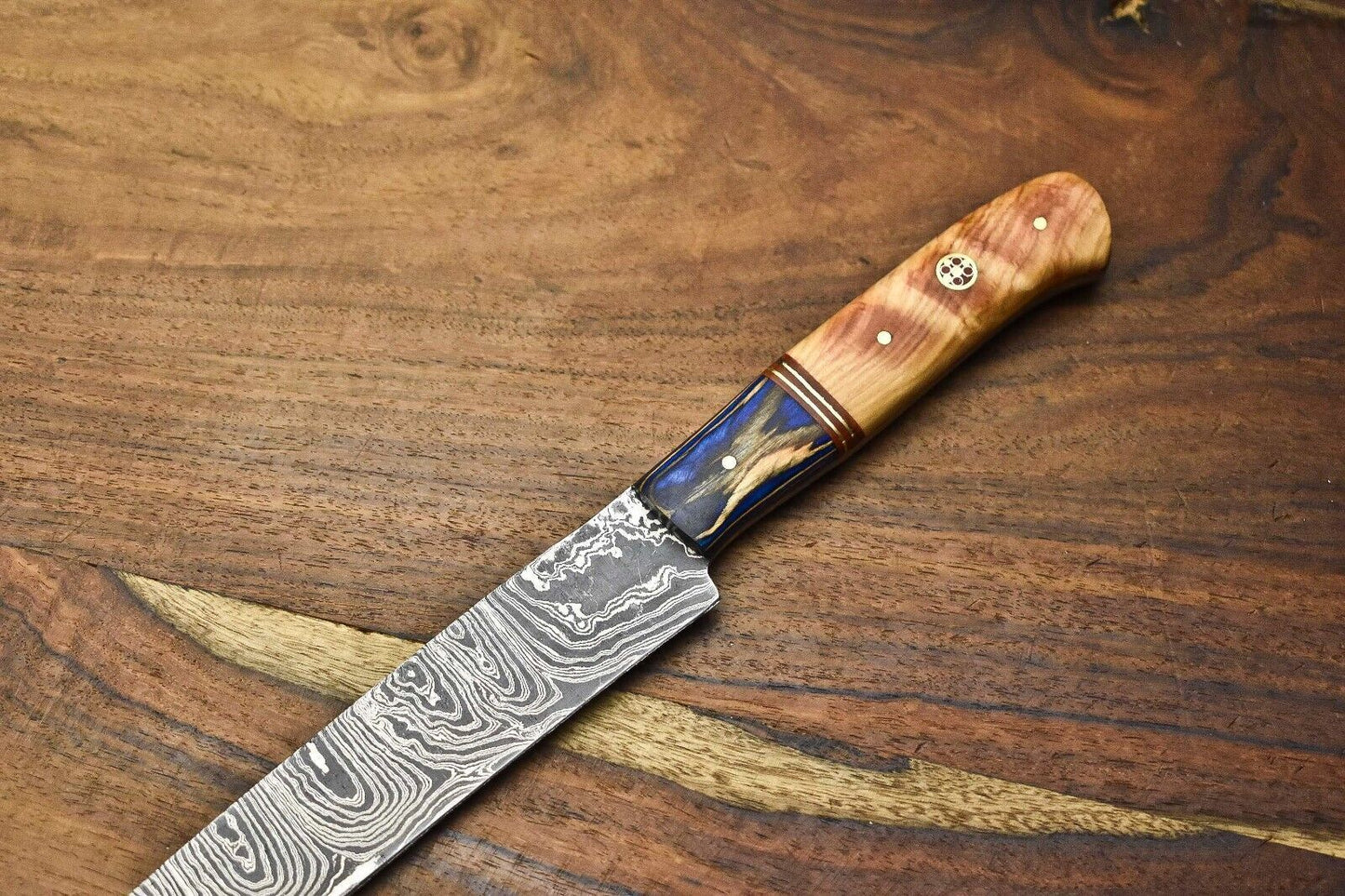 Exclusive Damascus Chef Knife  Hand Forged Steel With Polished Wood Handle 1