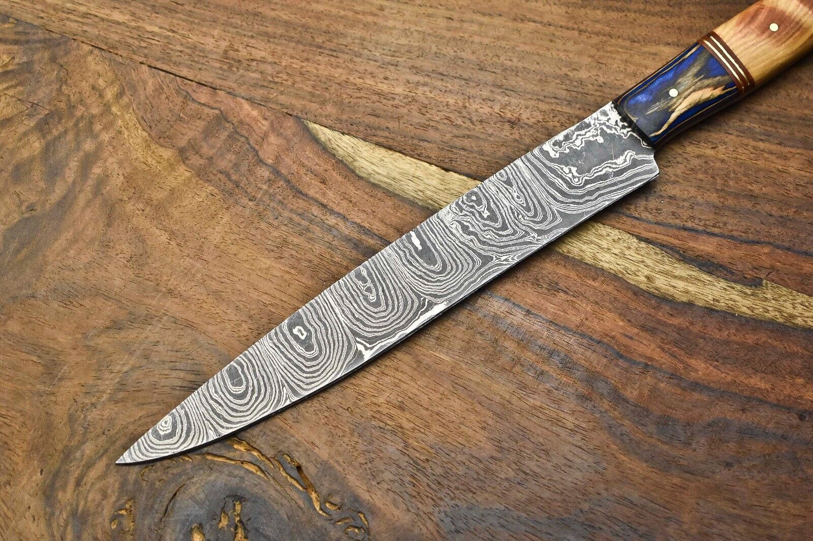 Exclusive Damascus Chef Knife  Hand Forged Steel With Polished Wood Handle 2