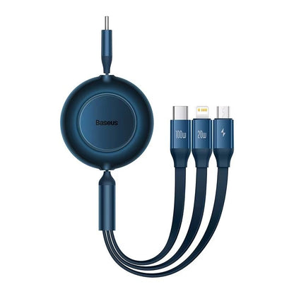 Baseus 100 W 3in1 Retractable Fast Charging Cable  USBC Lightning  Micro USB In One 6
