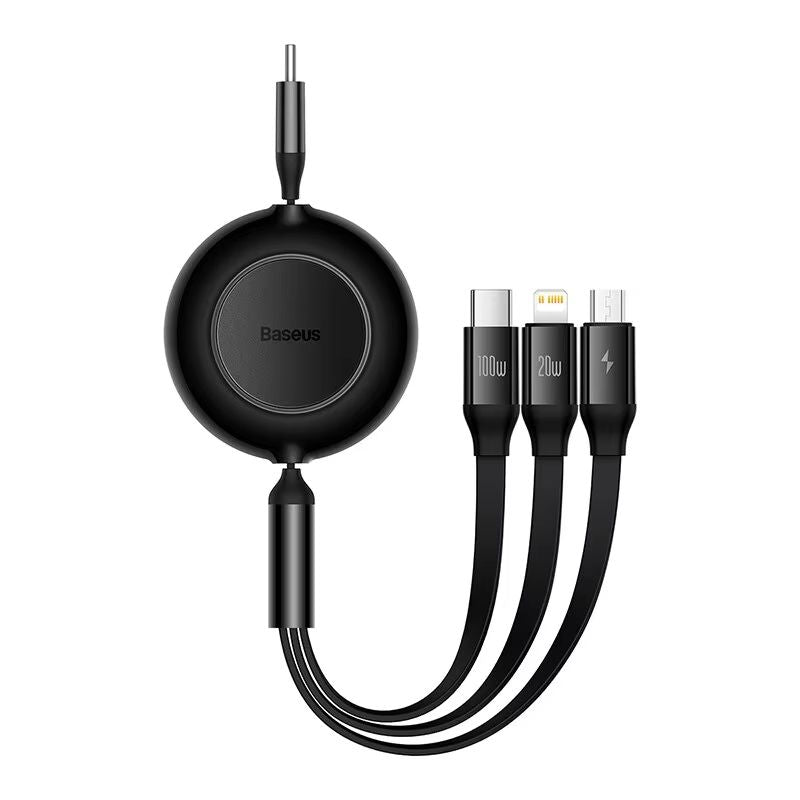 Baseus 100 W 3in1 Retractable Fast Charging Cable  USBC Lightning  Micro USB In One 7