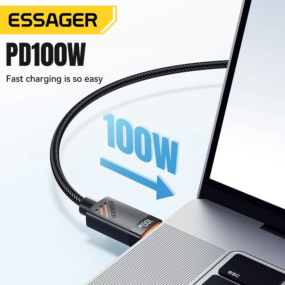ESSAGER 3in1 100 W MultiConnector Fast Charging Cable  USBC Lightning  MicroMulti For IPhone IWatch 3