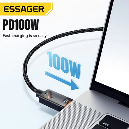 ESSAGER 3in1 100 W MultiConnector Fast Charging Cable  USBC Lightning  MicroMulti For IPhone IWatch 3