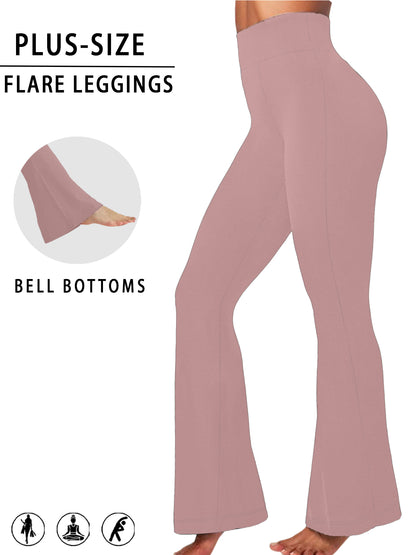 Super Soft Plus Size Flare Pants, High Waisted Tummy Control Leggings, Bootleg Bell Bottoms for Running